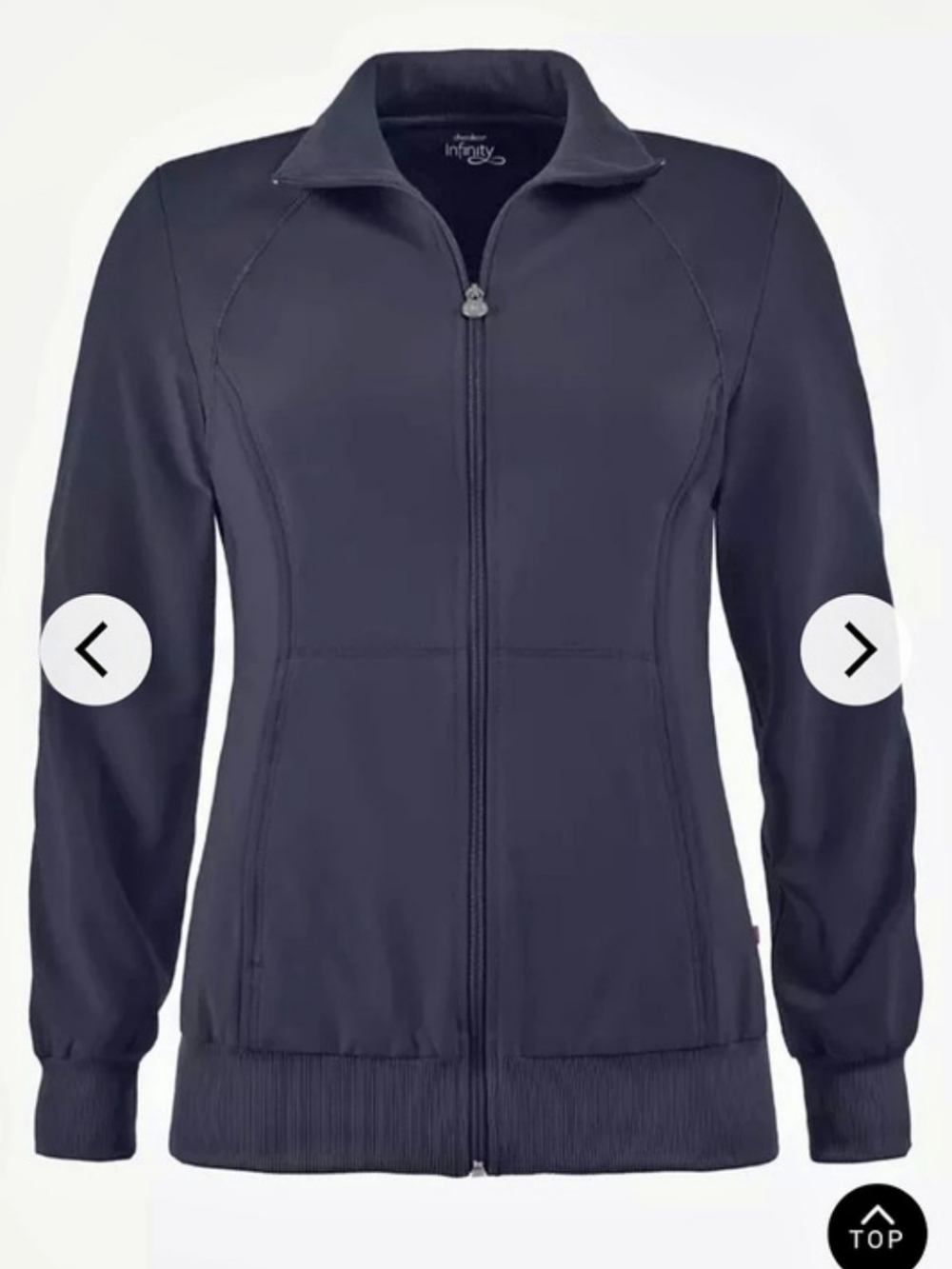 Cherokee Infinity Zip Front Warm-Up Scrub Jacket Navy